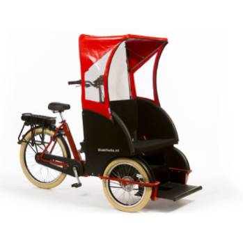 Electric taxi cargo bike specially designed for transporting elderly and seniors.