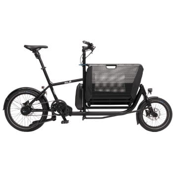 Thin electric cargo bike with foldable box